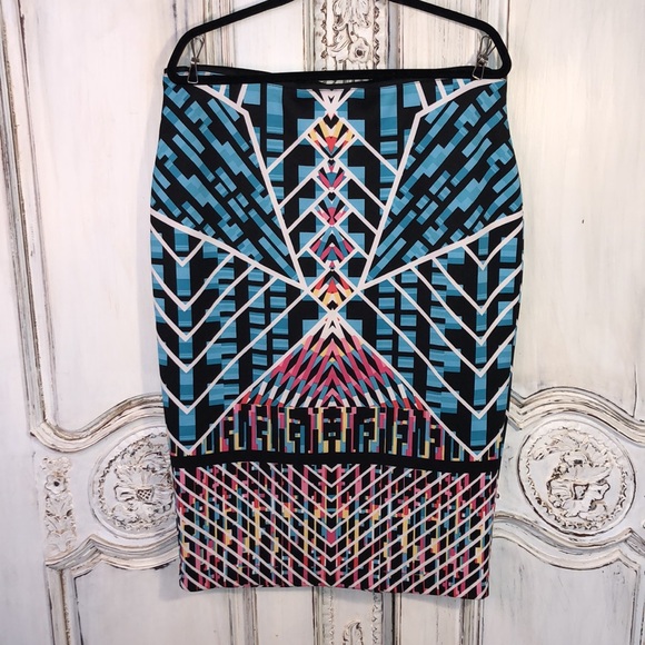 Bisou Bisou Michele Bohbot Body Con Graphic Pencil Skirt Size XL - Picture 5 of 9